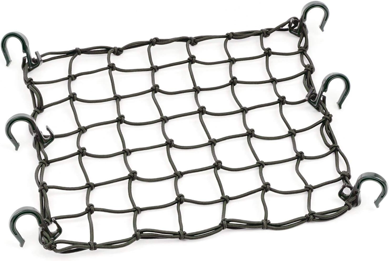 PowerTye 50152 Black 15inX15in Cargo Net featuring 6 Adjustable Hooks & Tight 2inx2in Mesh
