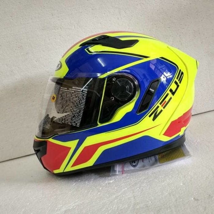 Thumbnail: Helm Zeus ZS813 ZYellow/AN6 Blue - Fullface Double Visor