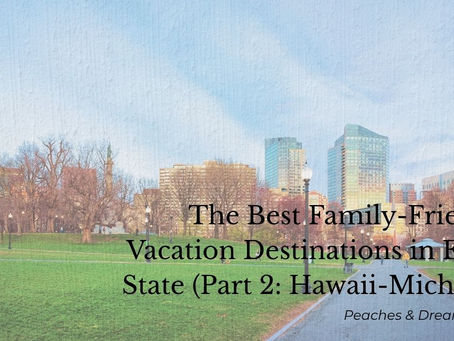 Family-friendly vacation destinations across the USA including Hawaii, Chicago, and Boston