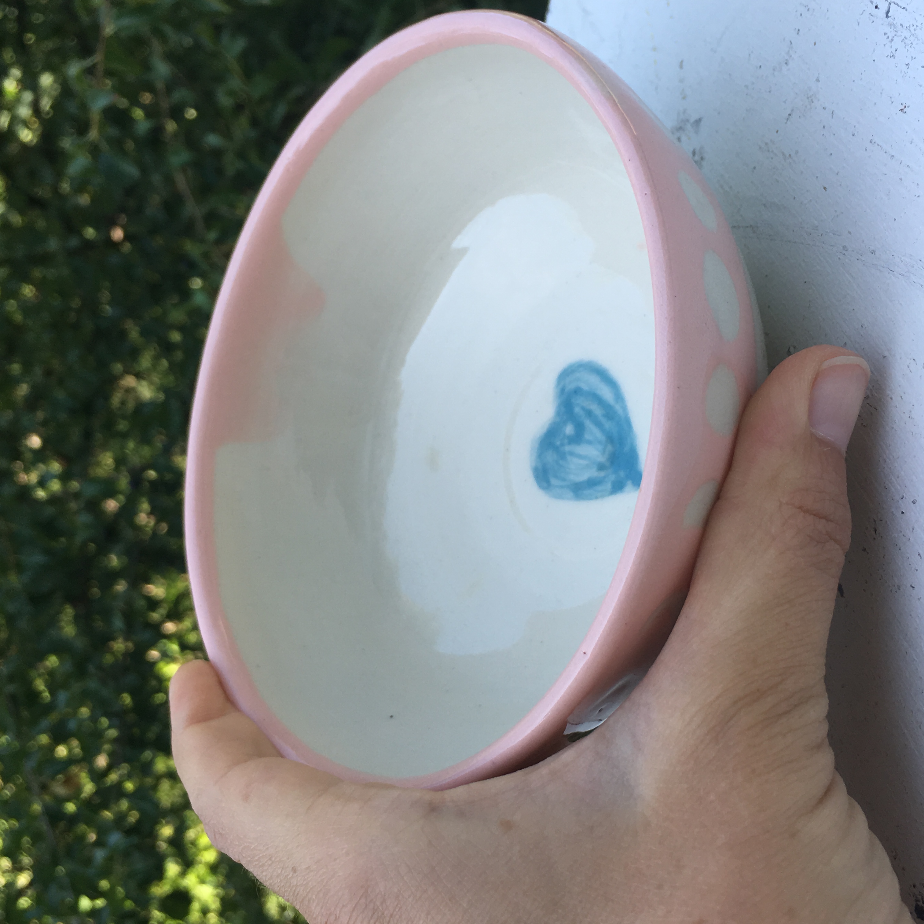 bol rose coeur bleu