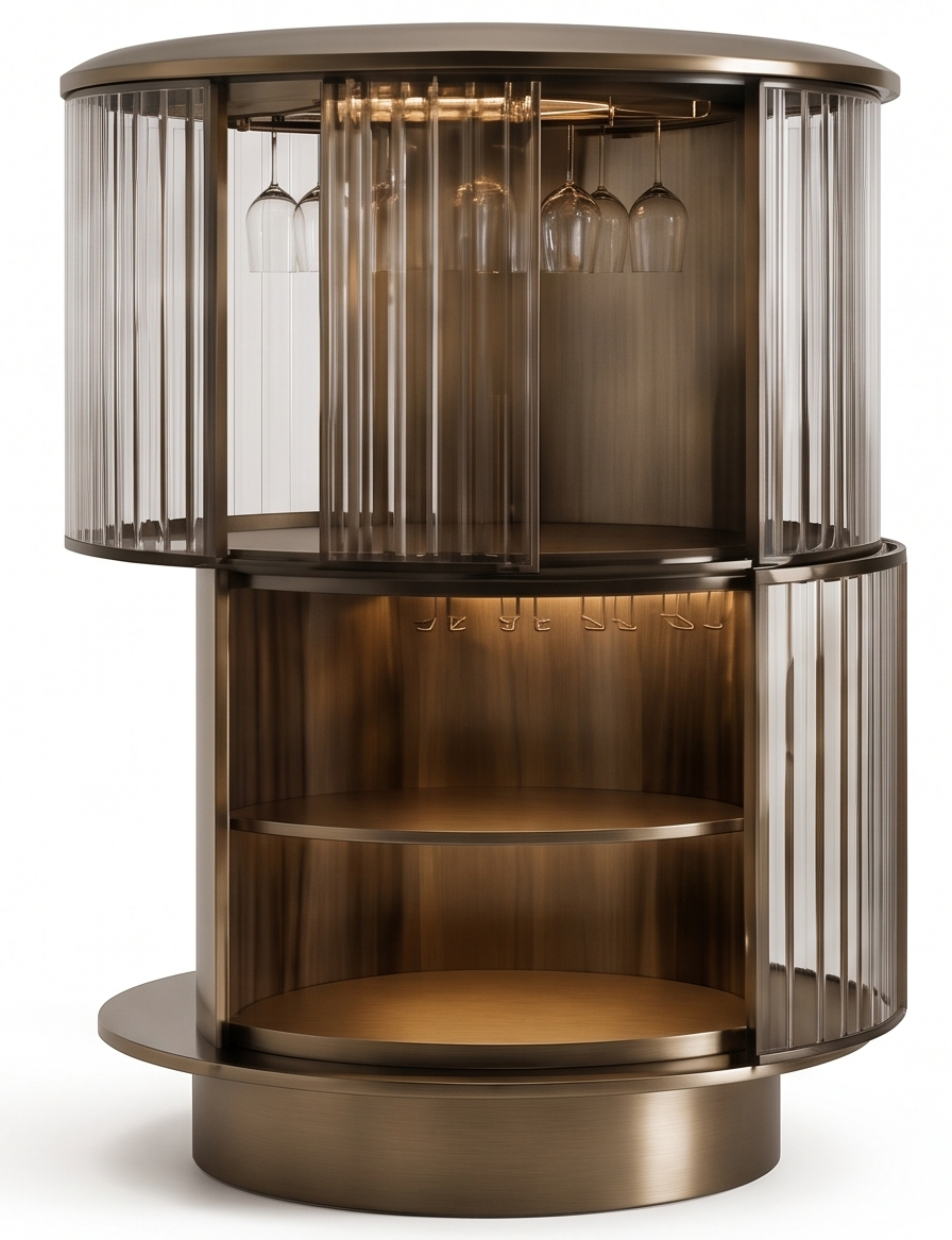 RIFLESIA metallic bar cabinet with glass holders
