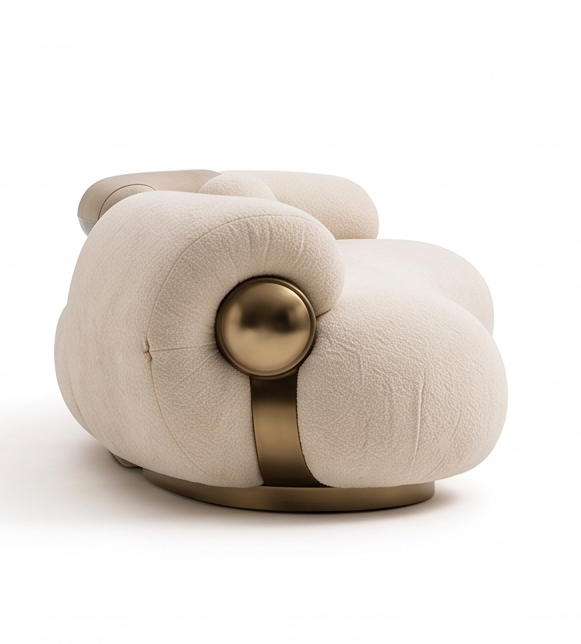 Tufted cream armrest with brass detail from MODENA SIGNATURE