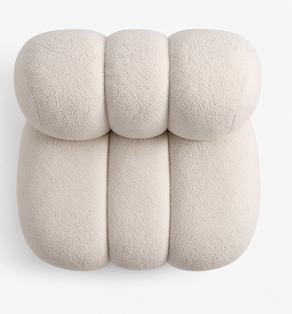 Top view of a white bouclé Fiorenza accent chair