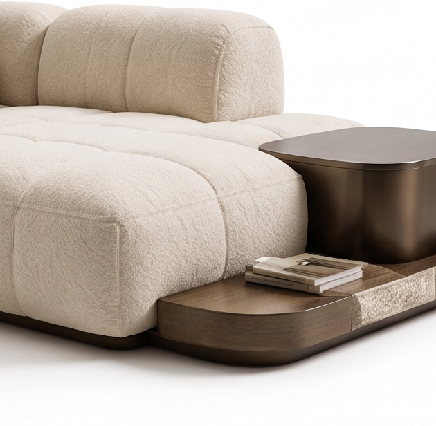 MILANO CREST modular sofa with integrated side table