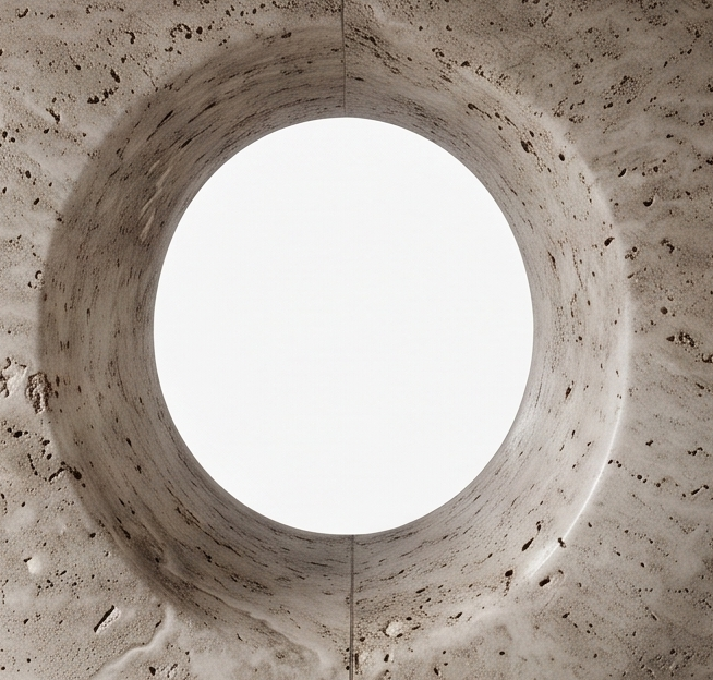 Circular stone window opening at FRIENO.
