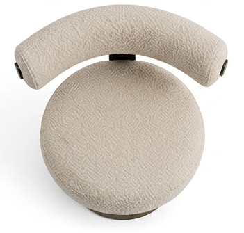 Top view of a round textured Fili chair with curved backrest