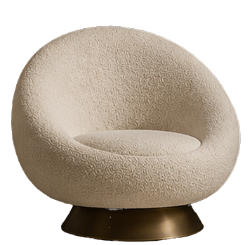 Amalfi Eleganza cream bouclé swivel chair with gold base