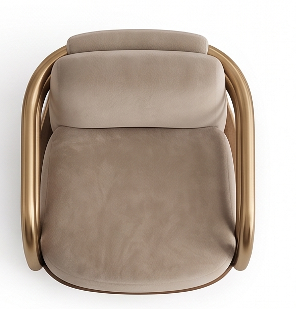 Top view of a Venezia Moderno beige velvet armchair