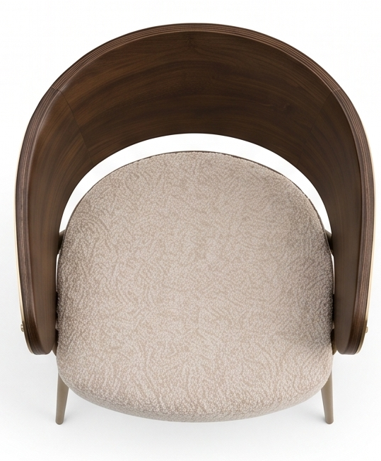 Top view of a VOLTA chair with wood back and beige seat