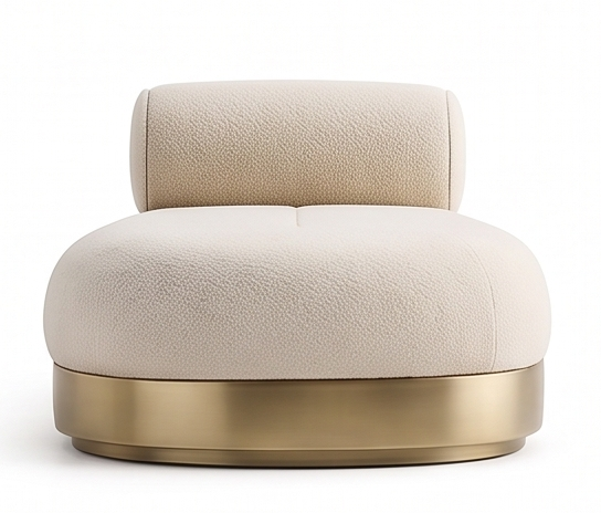 Modern Serenita cream lounge chair with gold base