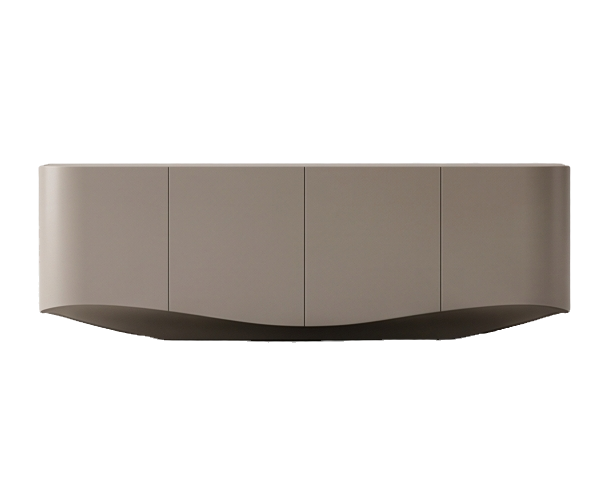 Modern AOSTA curved sideboard cabinet in matte taupe