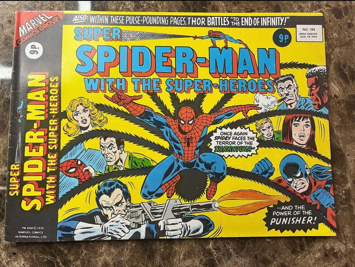 Super Spider-Man with the Super Heroes #184 printed by UK Marvel Week Ending Au
