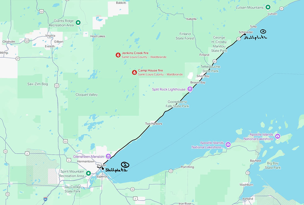 Karte mit unseren Stellplätzen in Minnesota