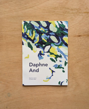 A front cover of a publication titled 'Daphne And'. The cover has water-like forms spilling around the title.