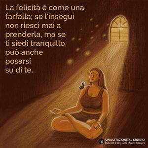 La felicità è come una farfalla; se l'insegui non riesci mai a prenderla, ma se ti siedi tranquillo, può anche posarsi su di te.