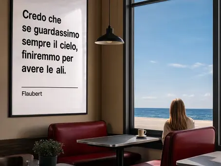 "Credo che se guardassimo sempre il cielo, finiremmo per avere le ali" di Flaubert - Frasi illustrate