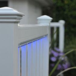 white railings with blue light