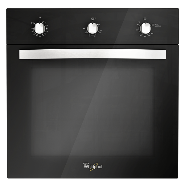 WHIRLPOOL HORNO EMPOTRABLE DE 24" A GAS COLOR NEGRO CON ACABADO ESPEJO.