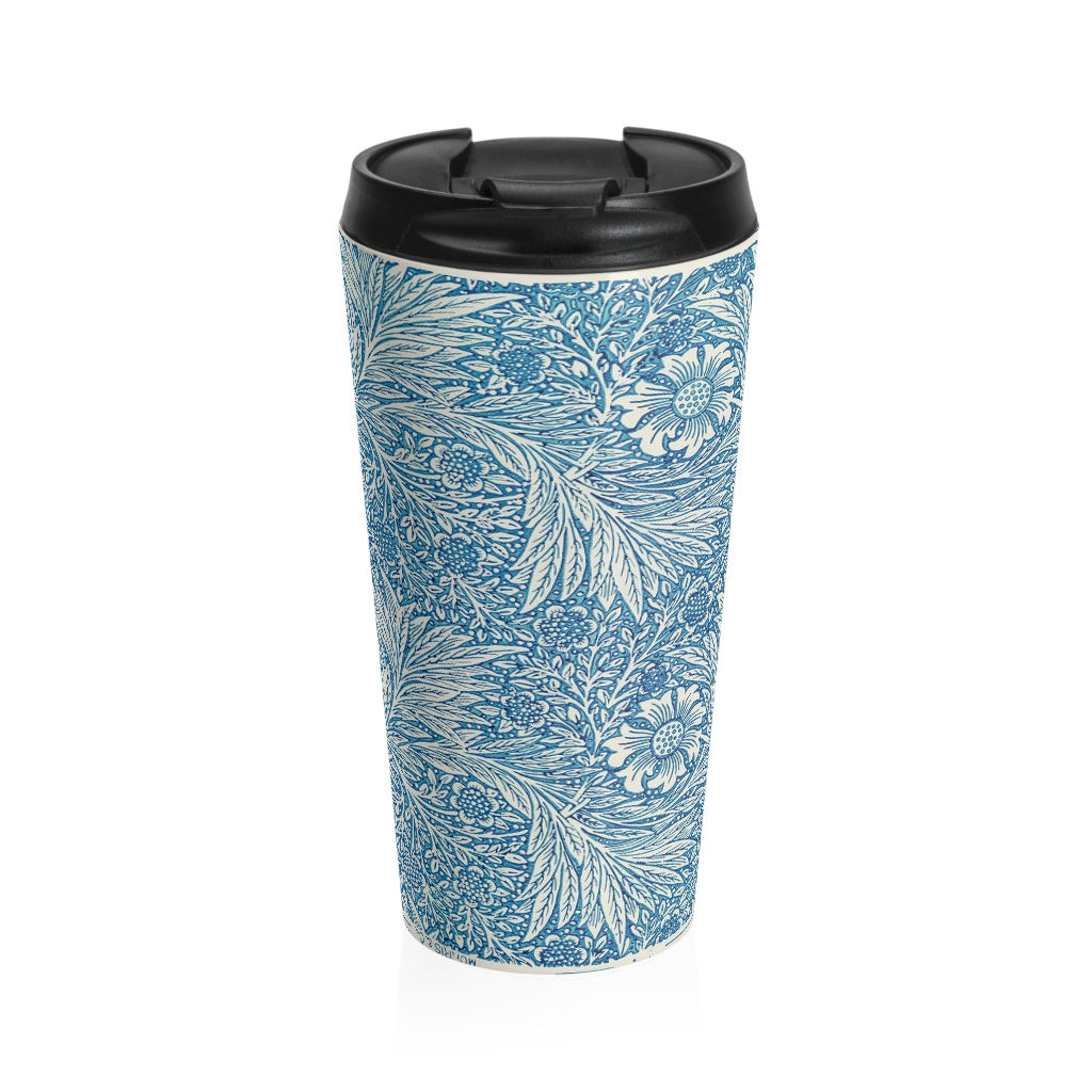 Stainless Steel Travel Mug | Blue Vintage Pattern