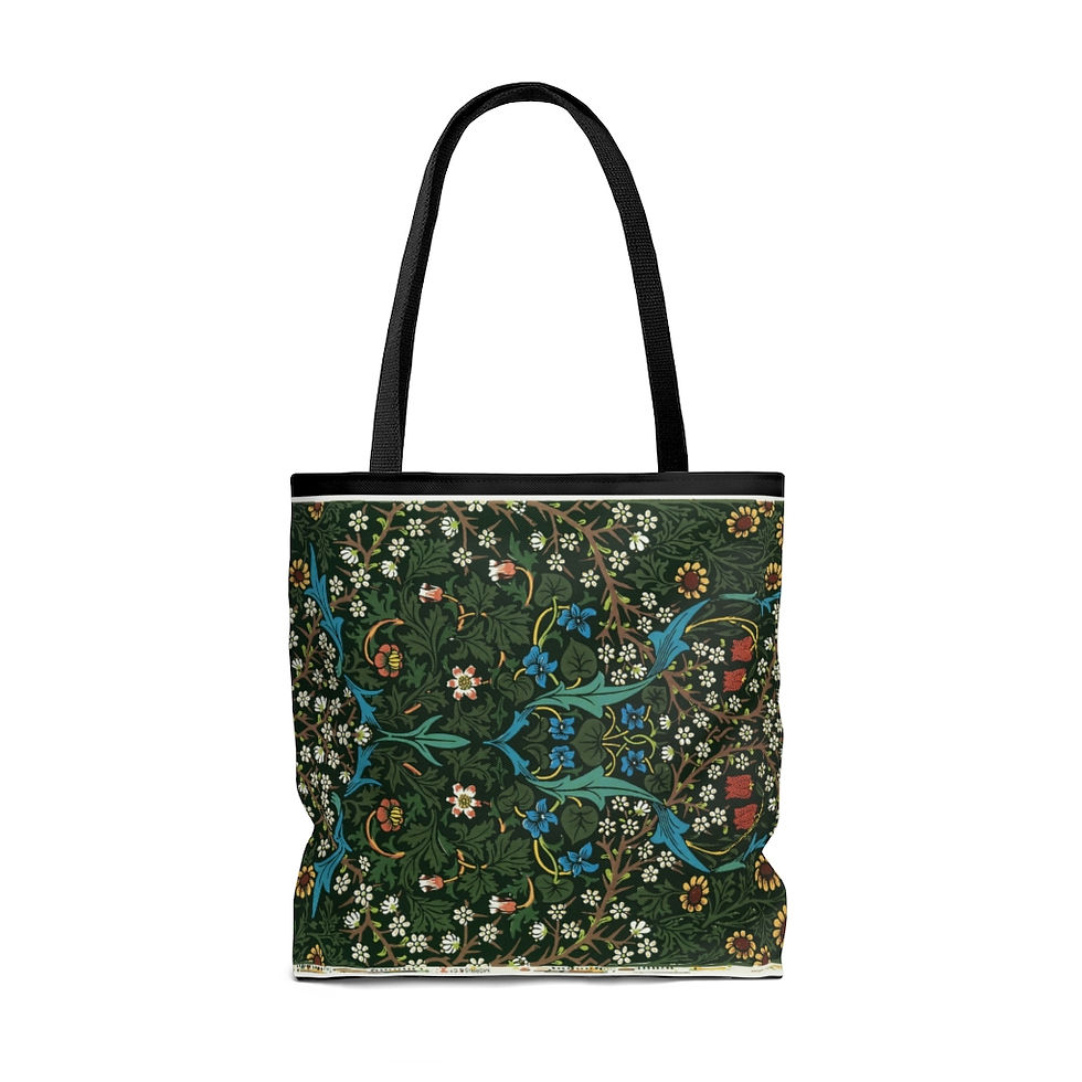 Thumbnail: AOC Tote Bag | Green Tulip Vintage Pattern