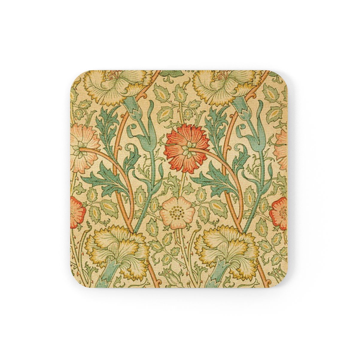 Cork Back Coaster | Yellow Flowers Pattern