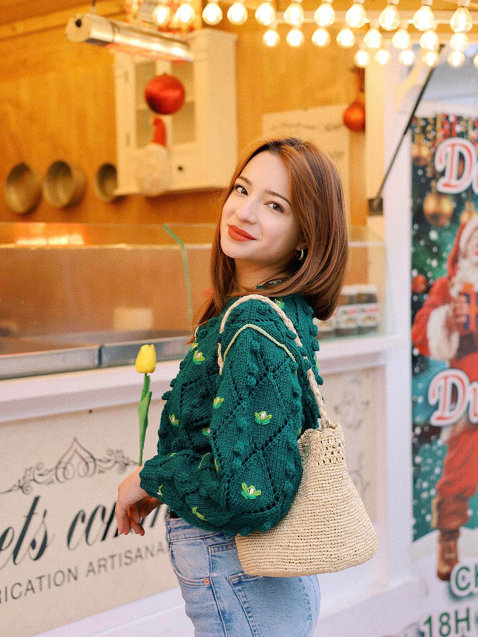 Thumbnail: Handknit cardigan - Dark Green⌈Limited⌋