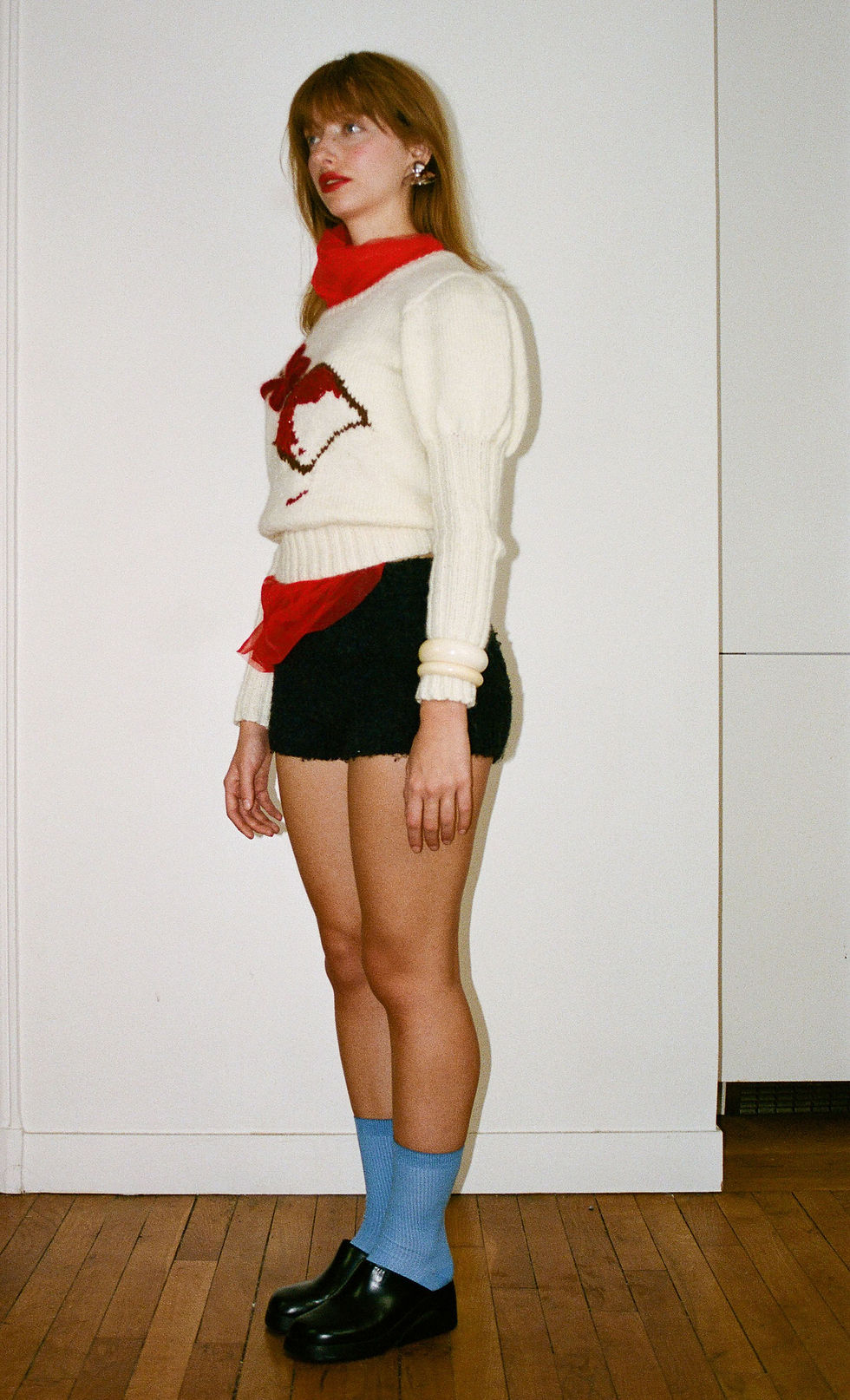 Thumbnail: Handknit Sweater - Wine dropper