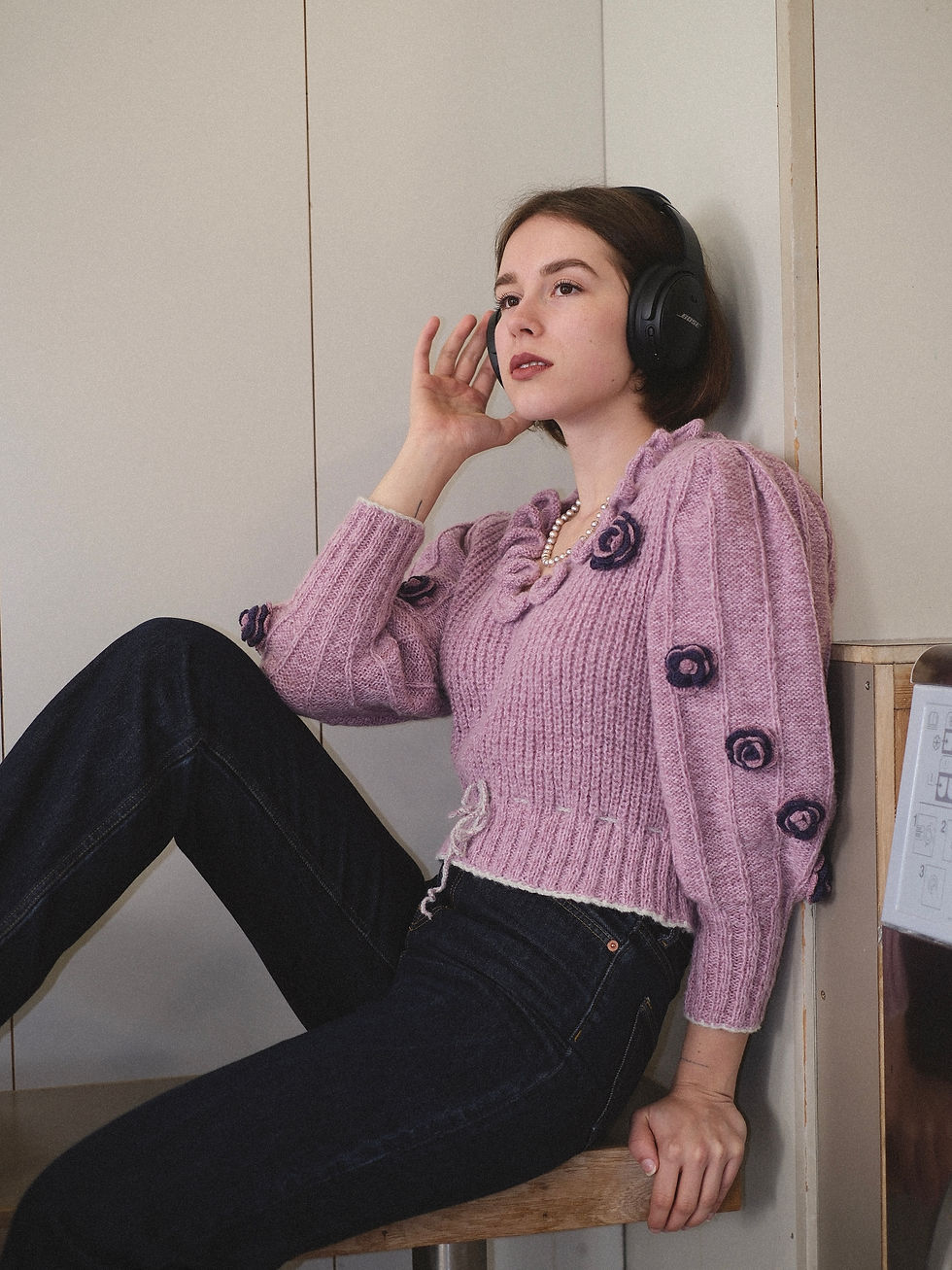 Thumbnail: Handknit Sweater - Taro Boo