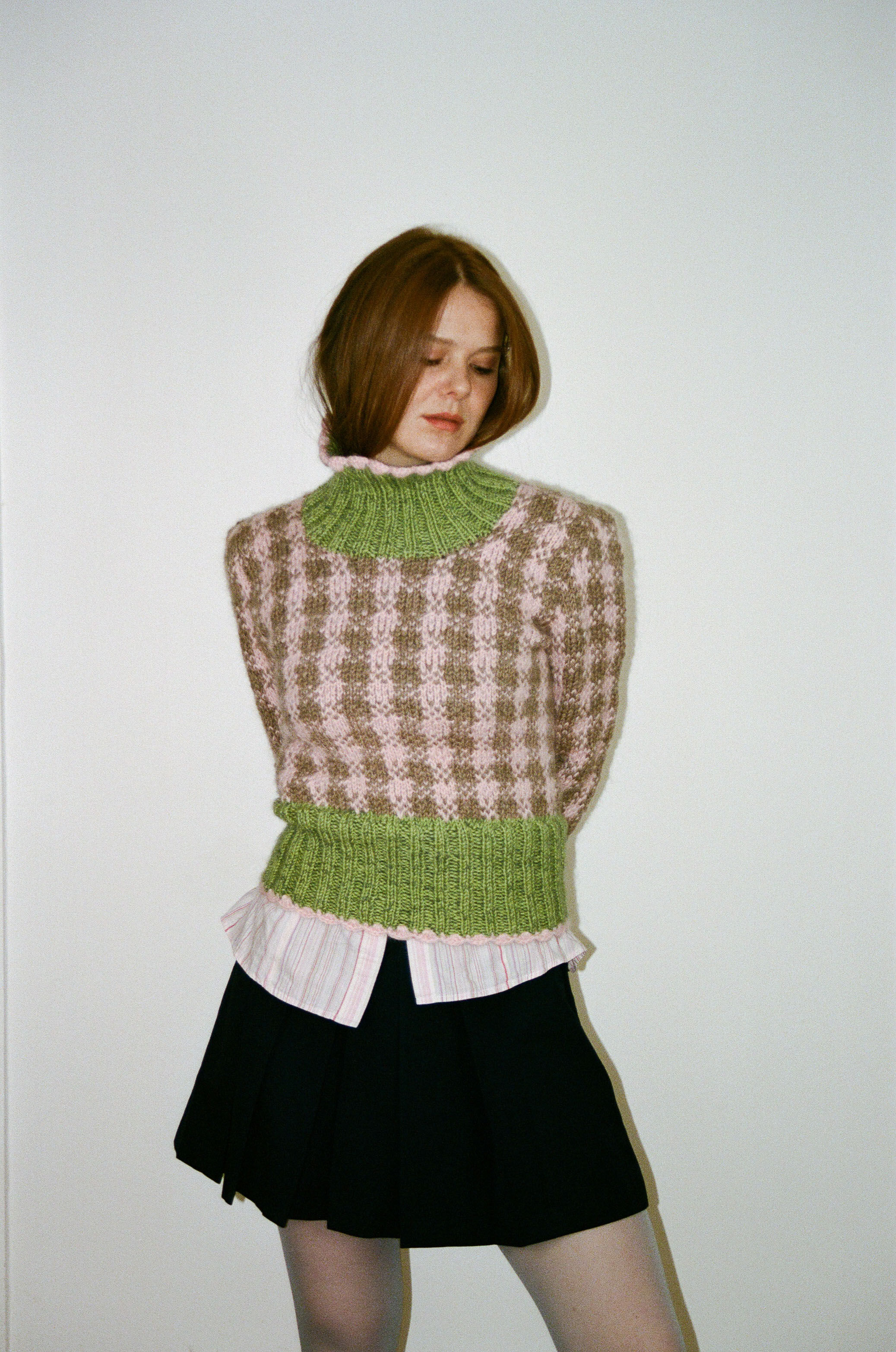Handknit Sweater - Check Fantasy