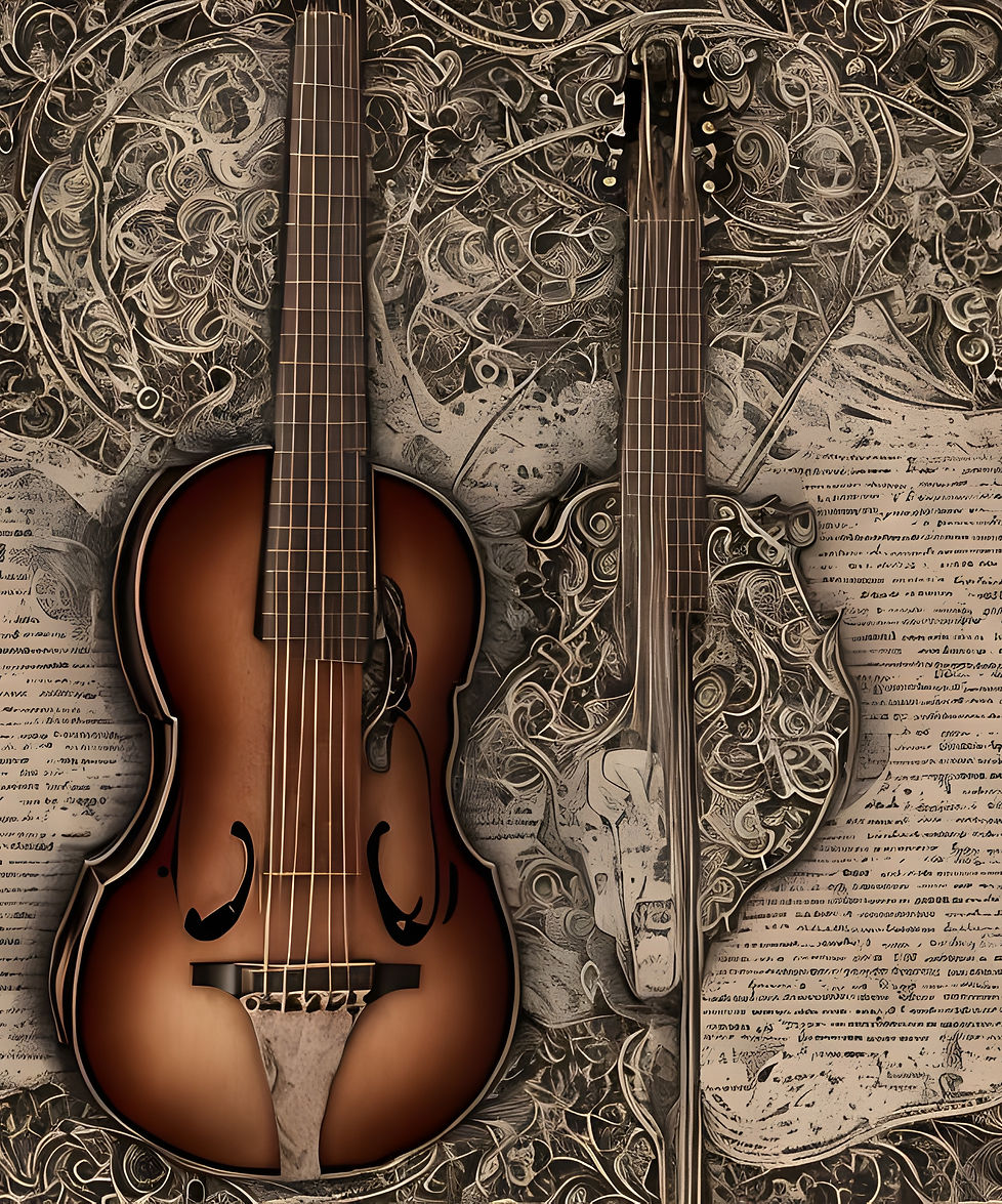 acustic-guitar-and-a-violin-baroque-book-musical-notes-fractal-intricate-elegant-symetric-