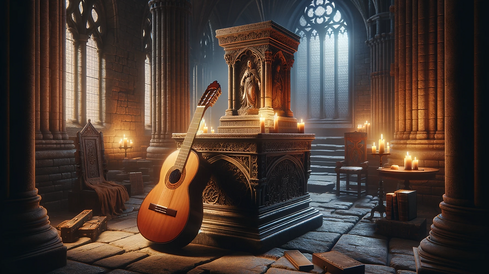 DALL·E 2023-11-12 00.51.02 - Create a YouTube thumbnail depicting a classical guitar in an