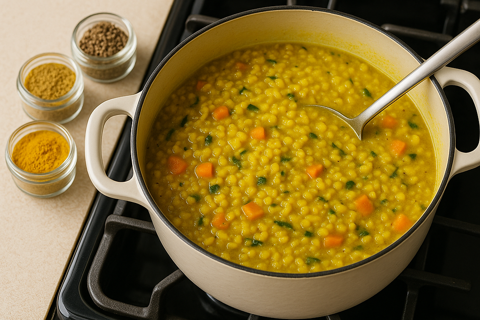 kitchari cooking on the stove