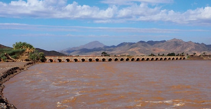 Hedia Bridge flood water on the Hejaz Railway (Hijaz Railway) in Saudi Arabia