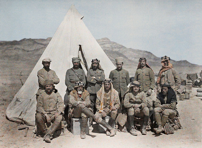 Group of French soldiers at Quweira, Jordan, in the First World War against the Hejaz Railway