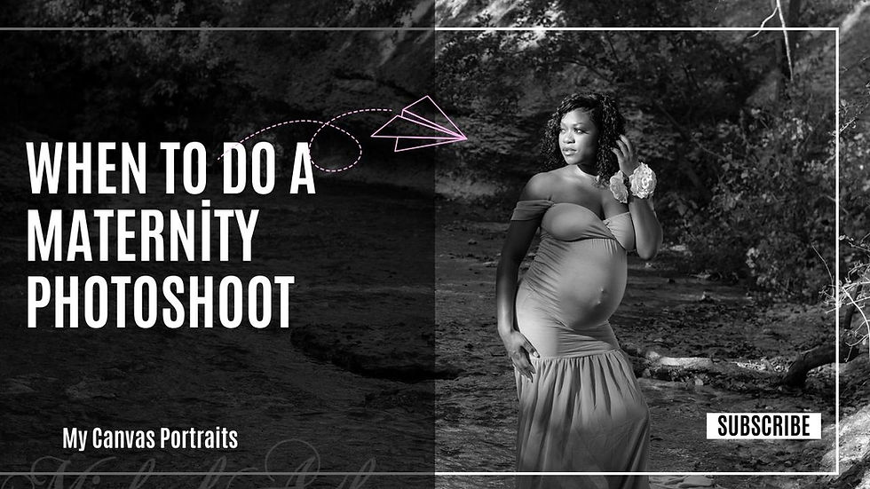 When to do a maternity photoshoot cover image — outdoor black and white maternity session in Killeen, TX by My Canvas Portraits.