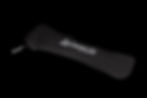 Top down view of the black stainless cutlery set case on a black baground