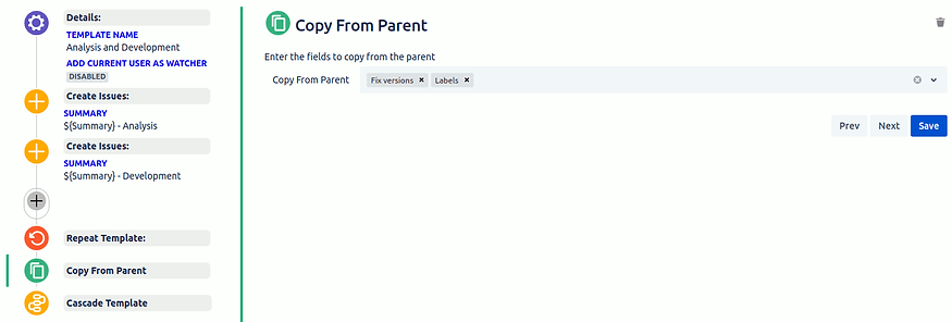 Template copy from parent section