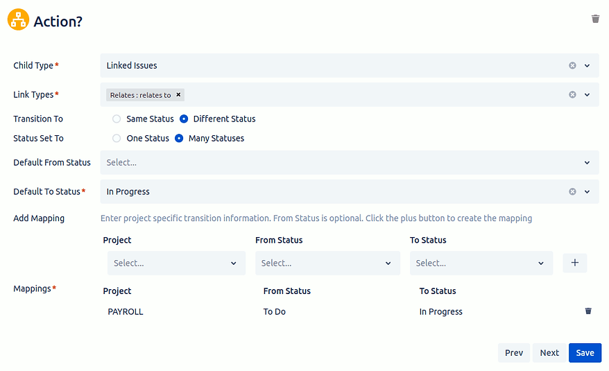 Transitioning linked issues to more than one different statuses