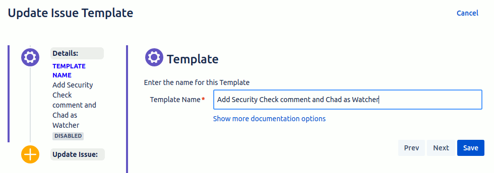 STM Update Issue Template Editor showing the details panel