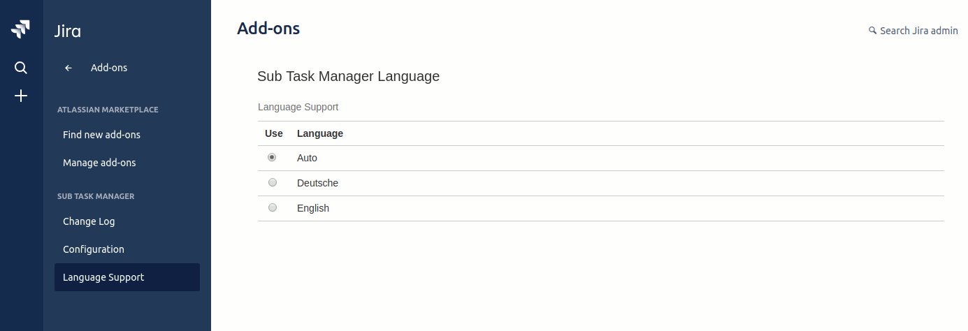 Select the language to use or auto