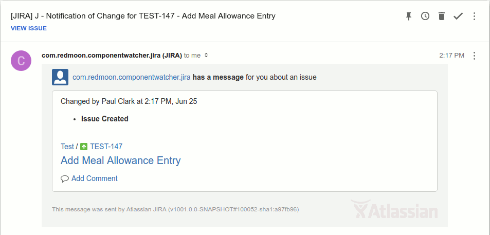 Project watcher email notifcation example