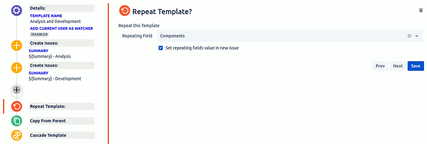 Template repeating section