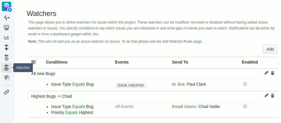 Watch a project