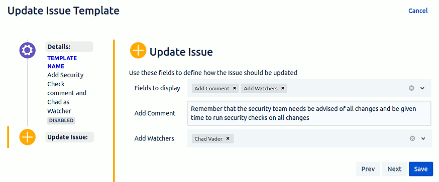 Update Issue section for Update Templates