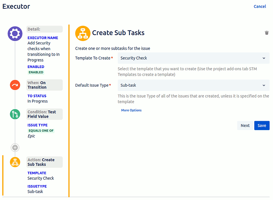 Create a Sub Task for the Executor