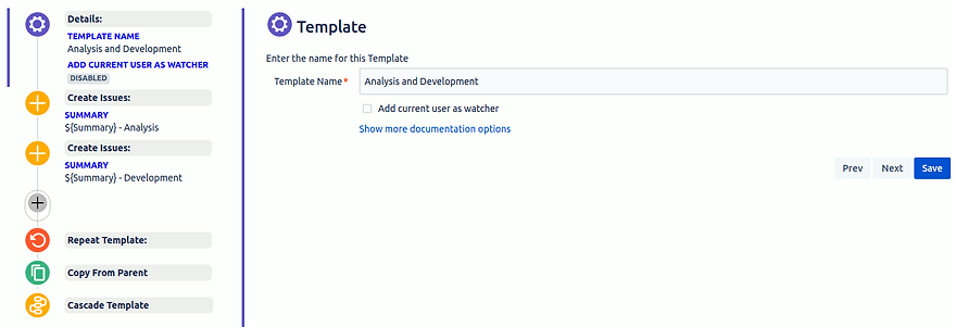 Template details section