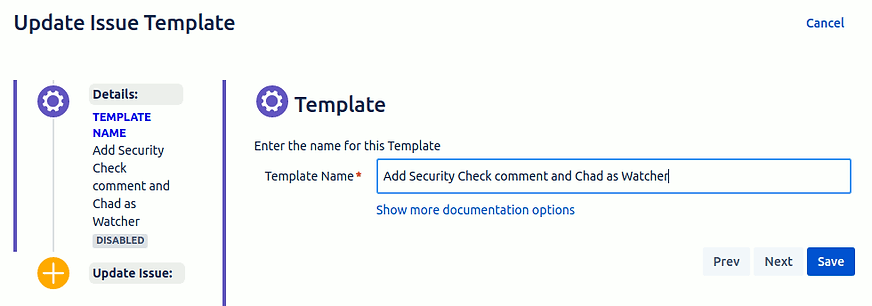 Update Details section for Update Templates