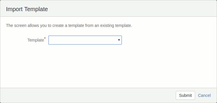 Import Template dialog