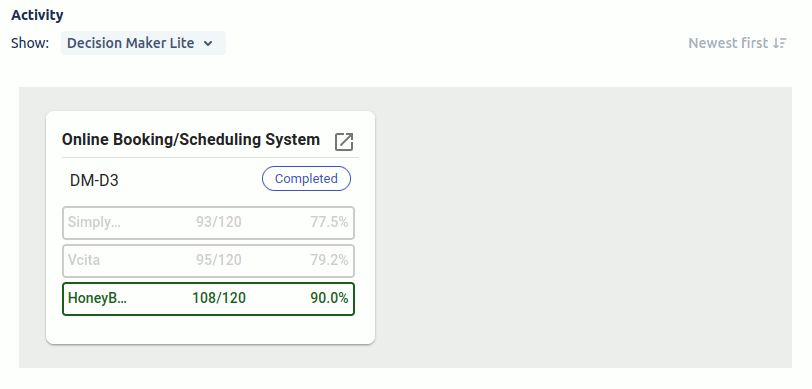 Decisions Maker Lite - A linked decision shown in it's issue