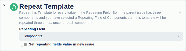 The template section that allows you to create multiple copies of the current template based on the repeating field